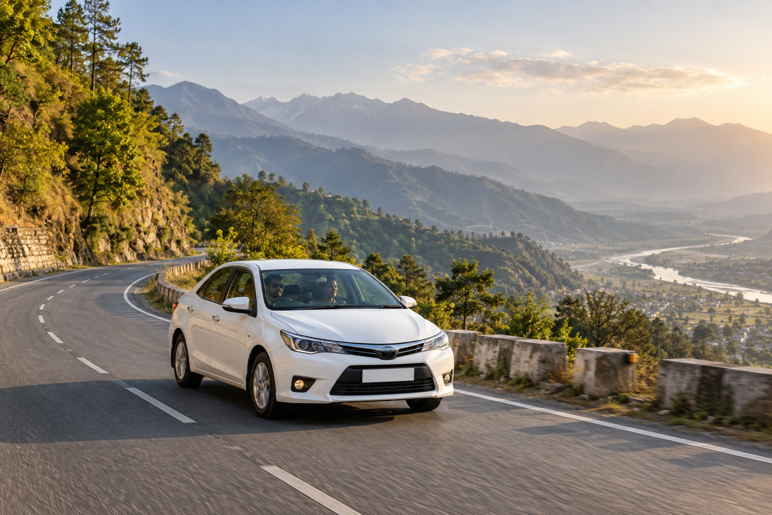 Representative outstation taxi travel scene