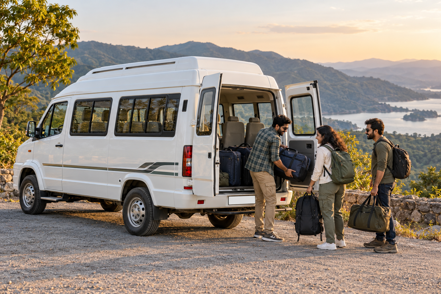Representative tempo traveller travel scene